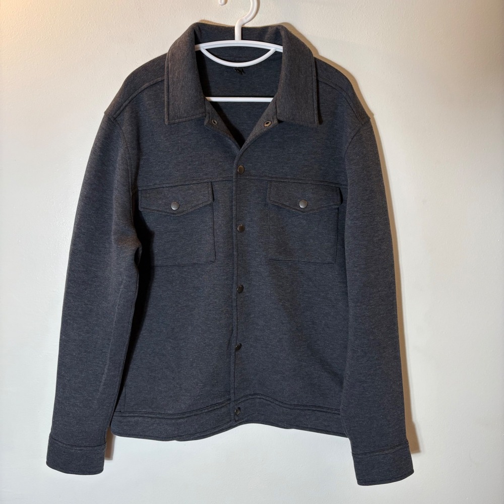 Banana Republic Scuba Shirt Jacket Mens Large‎ Charcoal Heather